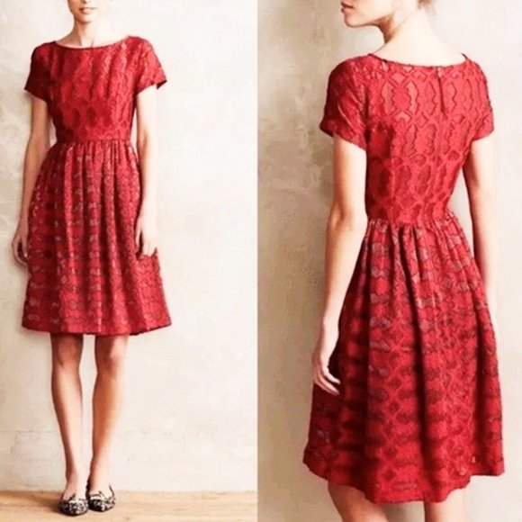 Anthropologie Dresses & Skirts - Anthropologie Womens Moulinette Soeurs | Rubied Lace Illusion Dress
